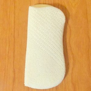 Vintage White Beaded Eyeglass Case